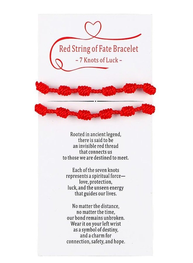 WENGIFT Destination Christmas Red String of Fate 7 Knots Couples Bracelets - Meaningful Matching Bracelets & Protective Amulet Gift for Anniversary, Valentine, Long Distance Love, His and Hers - Image 1